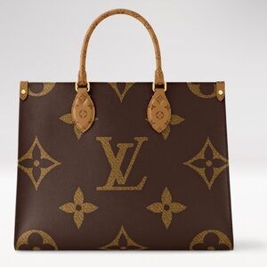 Louis Vuitton Brown Monogram Canvas Tote with Tan Handles